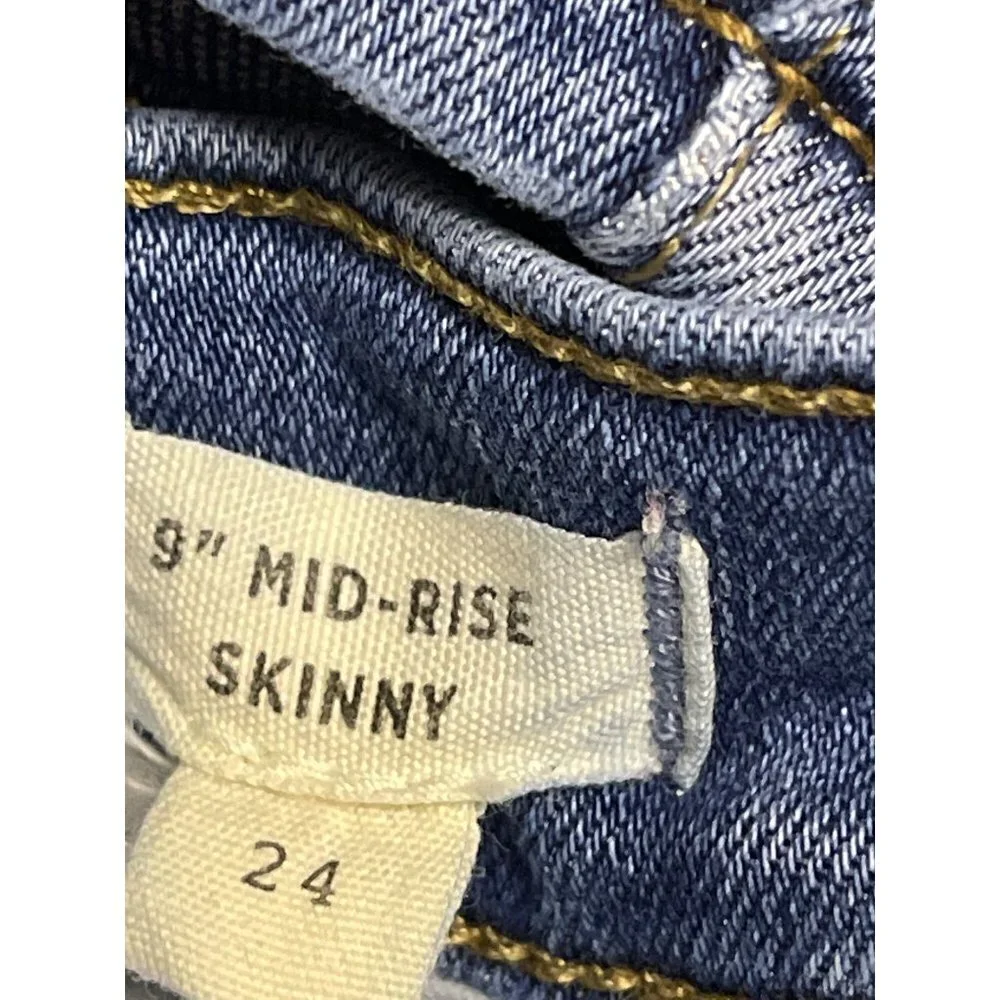 Madewell 9" Mid-Rise Skinny Denim Blue Jeans Women's Size 24 - Picture 9 of 12